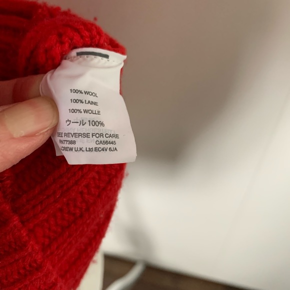 J Crew Red Wool Pom Pom Sweater - Medium - Picture 5 of 5